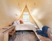 Glamping A Frame Cabin Plans | DIY Small Tiny House Design PDF