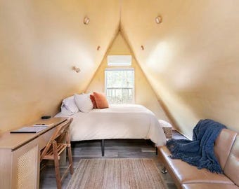 Glamping A Frame Cabin Plans | DIY Small Tiny House Design PDF