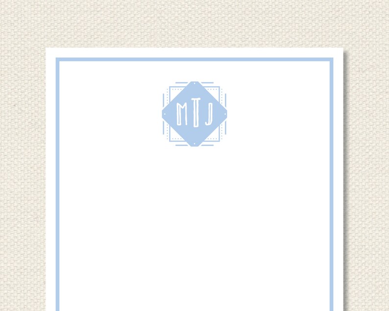 Monogram Note Card Printable Monogrammed Stationery Crest - Etsy