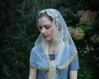 Evintage Veils~ Our Lady of Guadalupe  Wrap-Style Chapel Veil