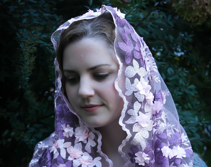 Evintage Veils~ Our Lady of Guadalupe Spring Floral Veil