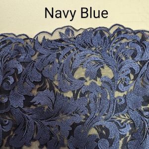 Evintage Veils~ READY TO SHIP  Regina Caeli Navy Blue or Soft Antique Gold Lace Chapel Veil Mantilla Infinity Veil Latin Mass