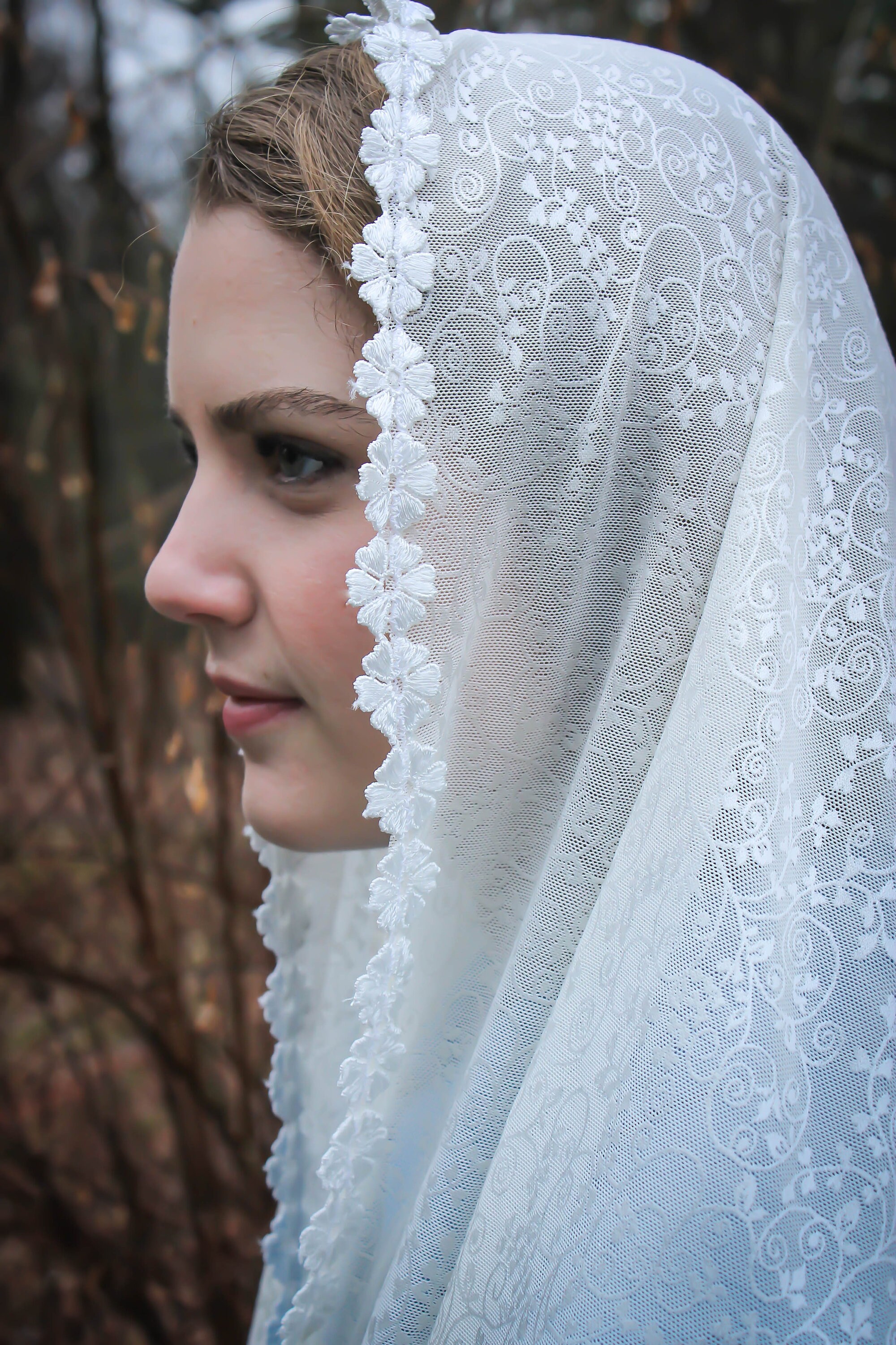 Evintage Veils St Michael the Archangel ** Ivory Scroll Print Vintage