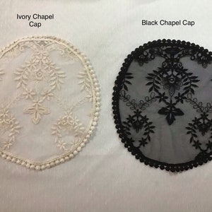 Evintage Veils~ Our Lady of Fatima Ivory  or Black Lace Chapel Cap