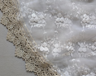 Evintage Veils~ Our Lady of the Rosary "Joyful Mysteries"  Lace Chapel Veil Mantilla Wrap