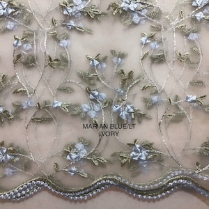 Evintage Veils~ Ready to Ship St. Therese Little Flower Marian  Blue, +  Six Colors Embroidered Lace Chapel Veil Mantilla Infinity Veil
