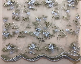Evintage Veils~ Ready to Ship St. Therese Little Flower Marian  Blue, +  Six Colors Embroidered Lace Chapel Veil Mantilla Infinity Veil