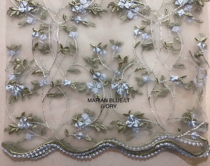 Evintage Veils~ Ready to Ship St. Therese Little Flower Marian  Blue, +  Six Colors Embroidered Lace Chapel Veil Mantilla Infinity Veil