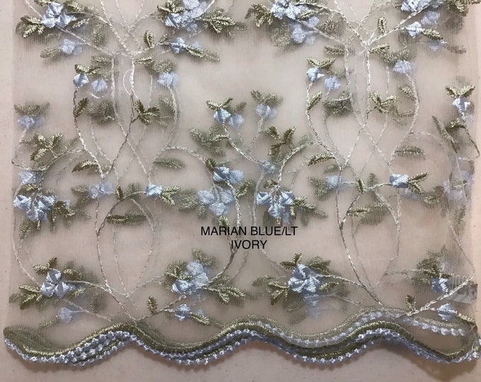 Evintage Veils~ Ready to Ship St. Therese Little Flower Marian  Blue, +  Six Colors Embroidered Lace Chapel Veil Mantilla Infinity Veil