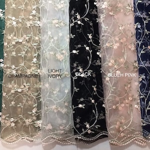 Evintage Veils~ Ready to Ship St. Therese Little Flower Deep Blue, +  FIVE Colors Embroidered Lace Chapel Veil Mantilla Infinity Veil