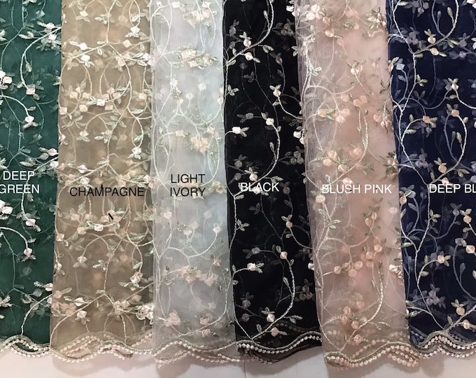 Evintage Veils~ Ready to Ship St. Therese Little Flower Deep Blue, +  FIVE Colors Embroidered Lace Chapel Veil Mantilla Infinity Veil