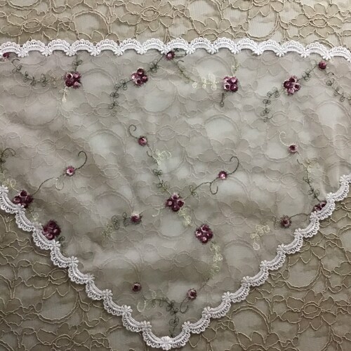 Evintage Veils: Toddler/Little Girl St Therese Little Flower Vintage-Inspired   Embroidered Lace Triangle Chapel Veil