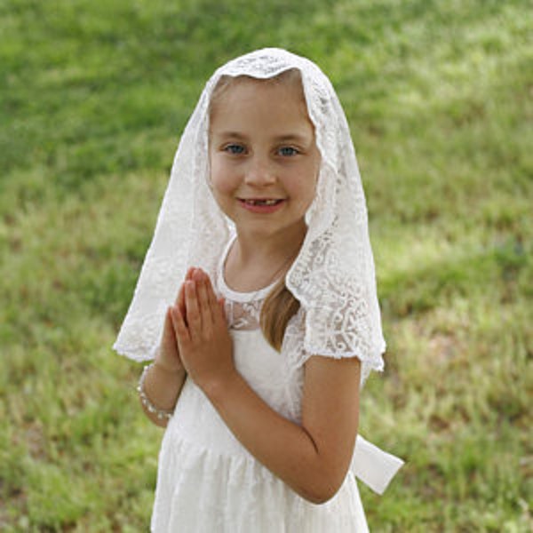 Evintage Veils~ READY TO SHIP Children's Size Our Lady of Angels** Vintage Inspired Lace Chapel Veil Mantilla