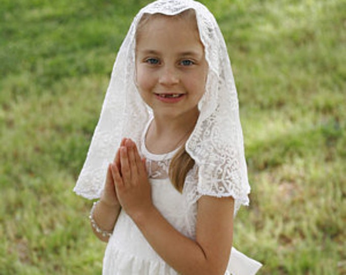 Evintage Veils~ READY TO SHIP Children's Size Our Lady of Angels** Vintage Inspired Lace Chapel Veil Mantilla