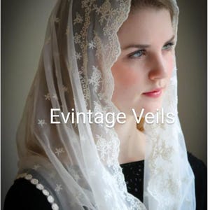 Evintage Veils~ Stella Maris Cream White Venise/Lace Chapel Veil Mantilla Infinity Latin Mass