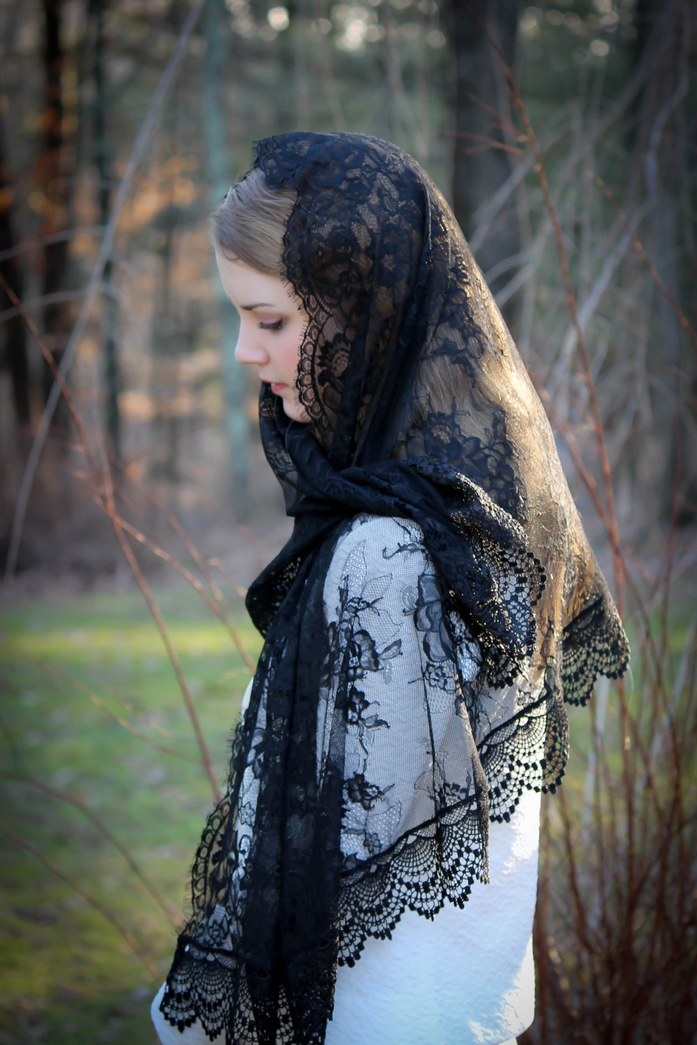 Black Spanish Lace Mantilla Chapel Veil ...