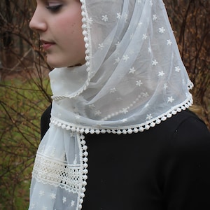 Evintage Veils Stella Maris Ivory or Black Small Wrap-Style Chapel Veil Mantilla Latin Mass image 8