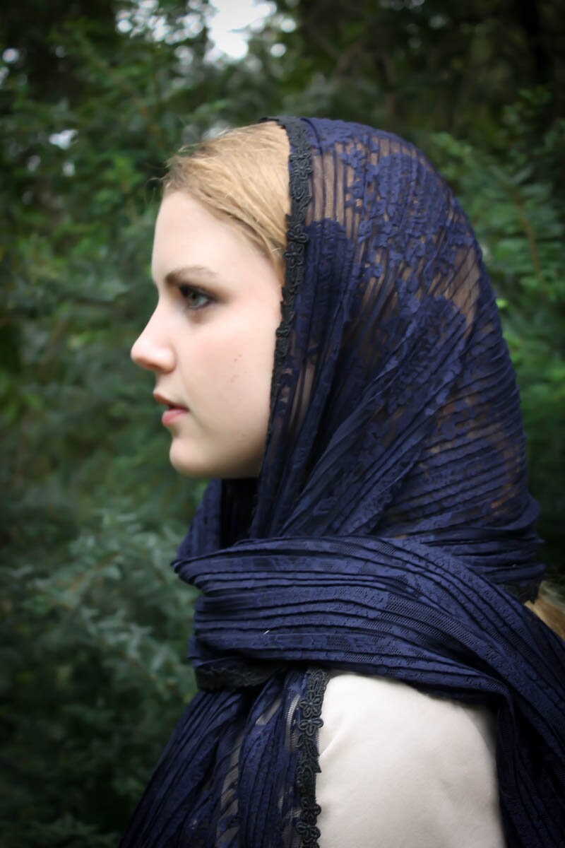 navy blue lace shawl