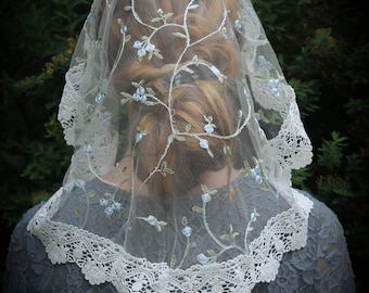 Evintage Veils~ St Therese Lt Blue   Princess Veil