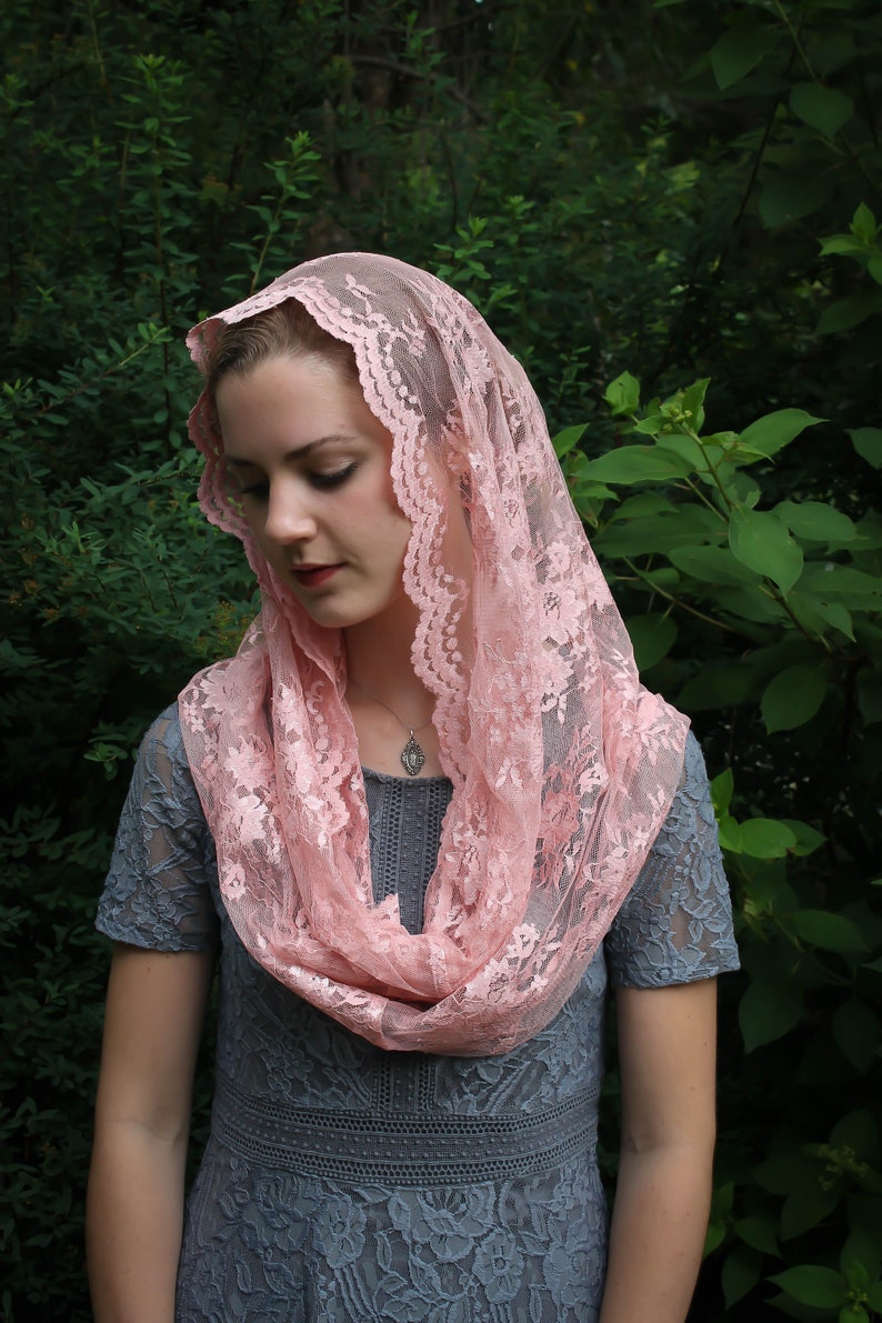 Evintage Veils READY TO SHIP Chantilly Blush Rose Lace image 0
