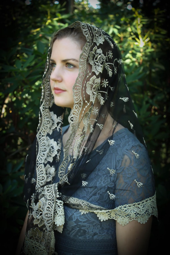 Evintage Veils~ Our Lady of Guadalupe Black Lovely  display picture 3
