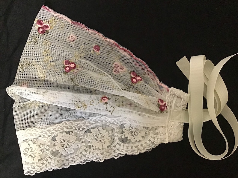 Evintage Veils St. Therese Little Flower& Lace Vintage-Inspired Headband Kerchief Tie-style Head Covering Church Veil image 1