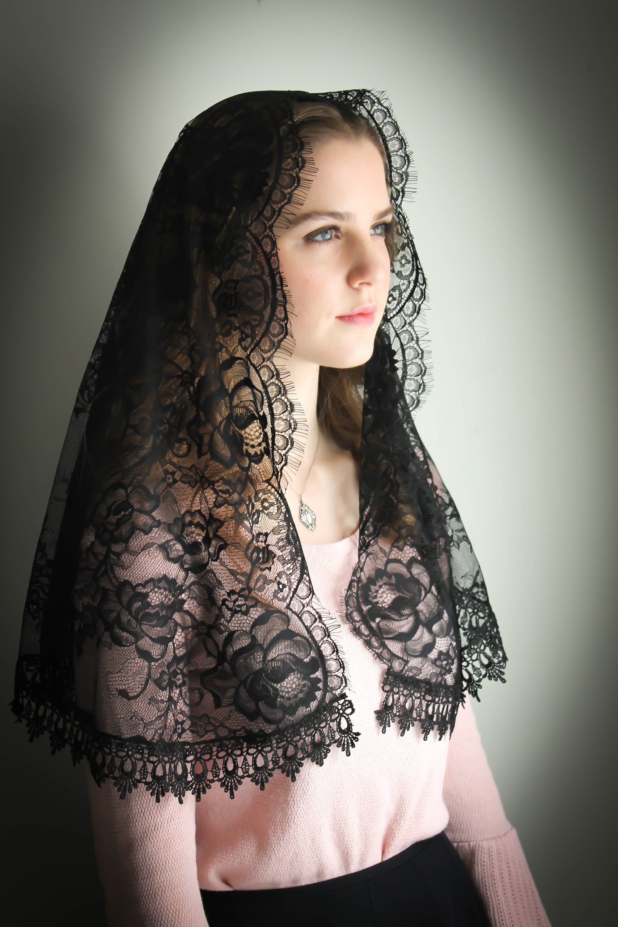 Evintage Veils Black Spanish Lace Mantilla Chapel Veil Mantilla Long D