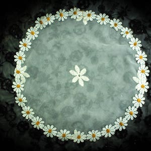 Flower Circle Daisy Chain Ivory Lace Chapel Cap
