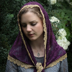 Evintage Veils~Our Lady of the Fields Rich Purple Veil