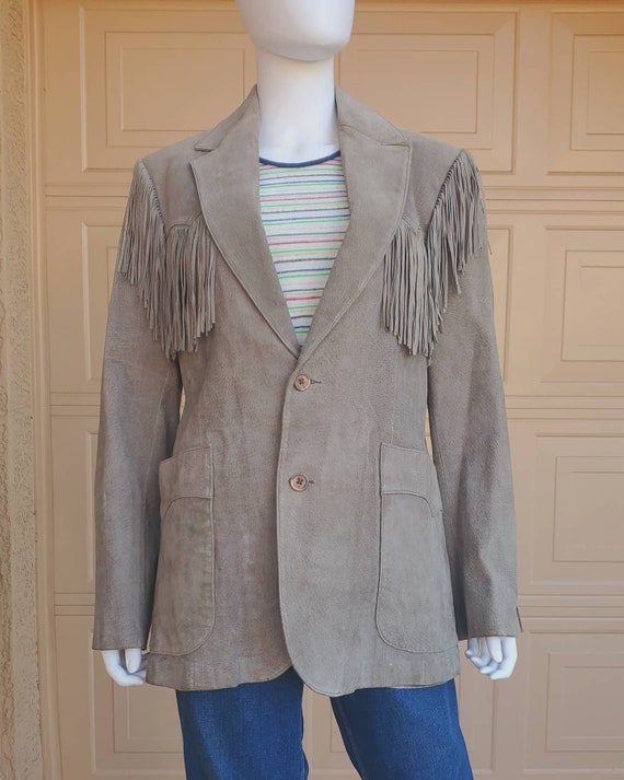 Vintage "Scully" brand grey suede fringe blazer