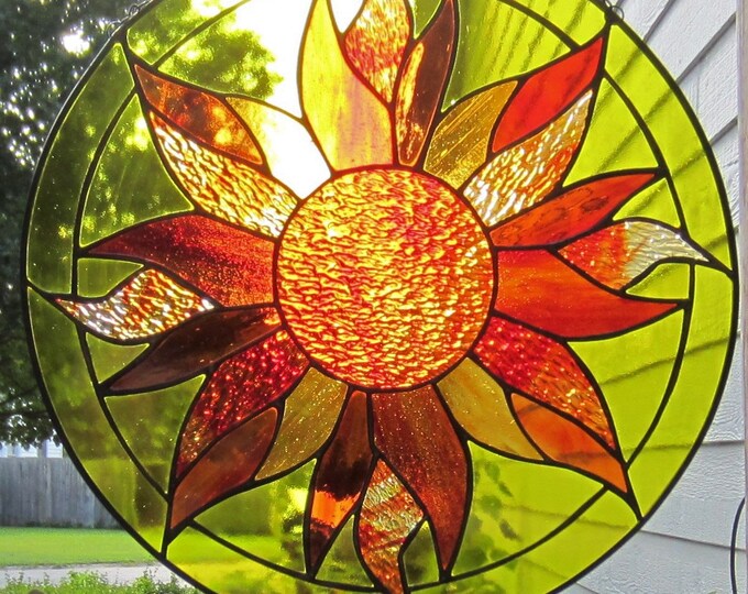 Sunburst Stained Glass Panel Etsy