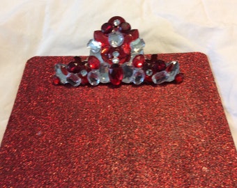 Red Glitter and Rhinestone Clipboard - Large Size