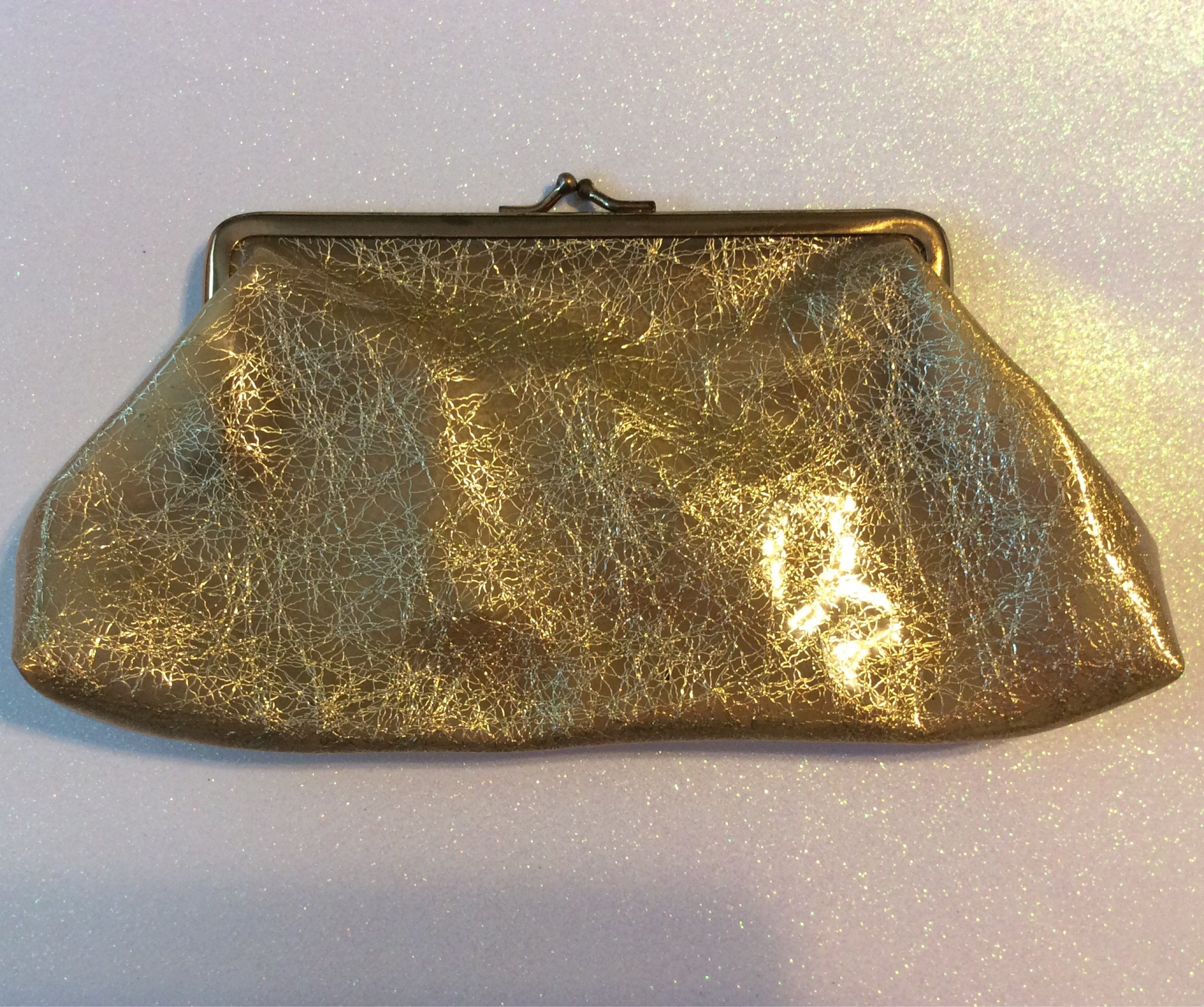 Vintage Purse Vintage 1960s Vinyl and Gold Tinsel Handbag Etsy