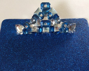 Royal Blue Glitter and Rhinestone Clipboard - Large Size