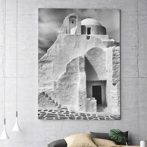 Greek Church Photo Church of Paraportiani Mykonos Church photography Greek church white church Paraportiani Black and White fine art travel