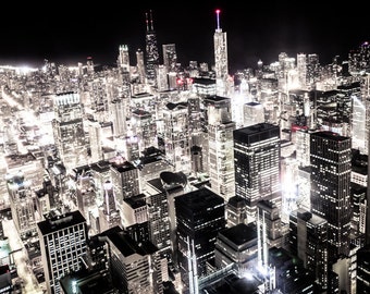 Chicago Illinois Skyline 2 - Landscape Cityscape Photography 12x24"