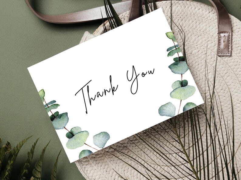 Eucalyptus Thank You Card Printable Etsy