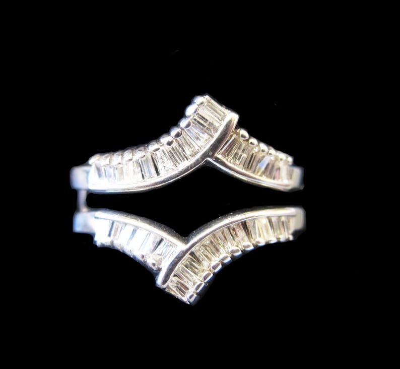 14 Gold Diamond Baguette Solitaire Ring Enhancer, Ring Wrap, Ring Guard 6J7350 Etsy