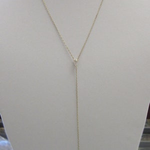 14K Gold Pear Diamond Drop Necklace Y Necklace Long - Etsy