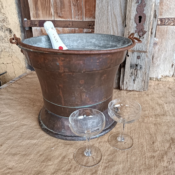 Antique 19th Century French Copper Cauldron, Ideal as a Wine or Champagne Cooler, Bar Display