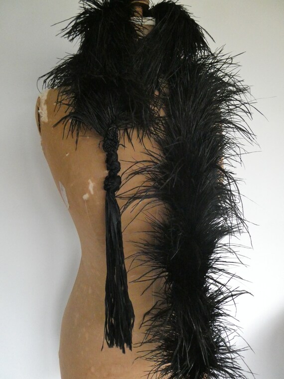 Antique 1900 Edwardian Black Ostrich Feather Boa,… - image 4
