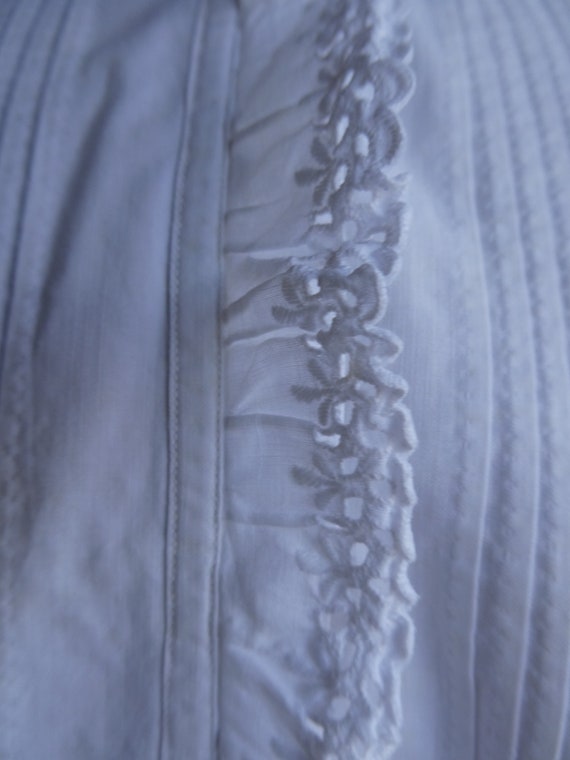 Vintage French Crisp White Cotton Ruffle Chemisie… - image 4