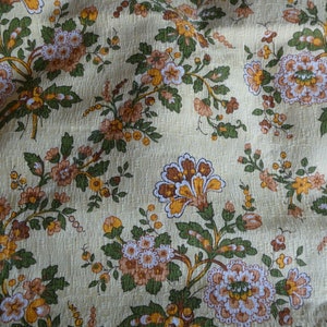 Mid Century 50&#39;s Floral Cotton Barkcloth Coverlet for Repurposing, Home furnishings, Vintage Style