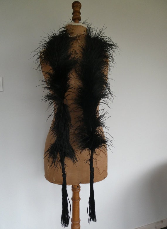 Antique 1900 Edwardian Black Ostrich Feather Boa,… - image 1