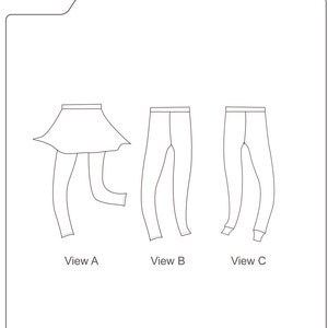 pdf sewing pattern, leggings for kids, knit sewing, simple sewing, skirt pattern image 3