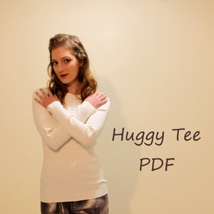 T-shirt Sewing Pattern Tight fitting stretchy knit Tee shirt Body hugging Tee shirt PDF Sewing Patterns image 1