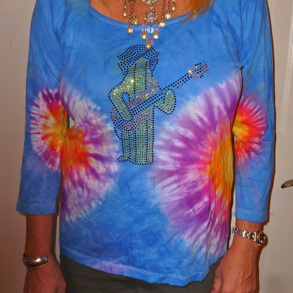 Cactus Mike Gordon Phish Bling on Tie Dyed  T Shirt Women's Medium #dailyestysales