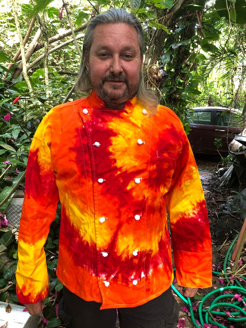Tie Dyed Chef's Coat/Jacket Long Sleeve Orange/Red Size Etsy