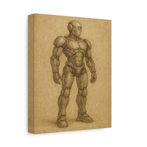 Impresión en lienzo de arte robótico, decoración industrial, arte mural de ciencia ficción, obra de arte robótico vintage, decoración para el hogar y la oficina, idea de regalo única
