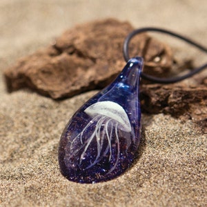 Handmade Glass Jellyfish Teardrop Pendants | Glow in the Dark Jellyfish | Dynasty Gallery